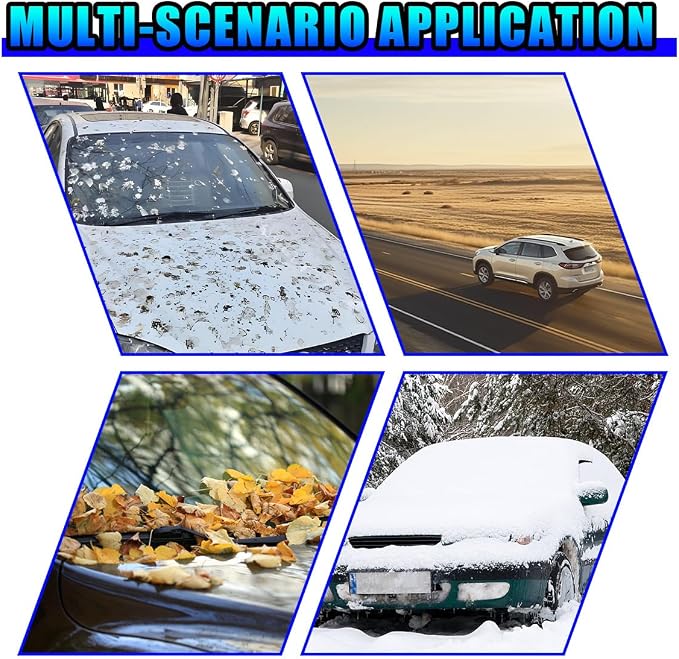 Magnetic Car Windshield Snow Cover, 4 Layers Winter Automotive Windshield Frost Protective Cover with Side Mirror Protector, All-Weather Vehicle Exterior Accessories for Sedan SUV (S)