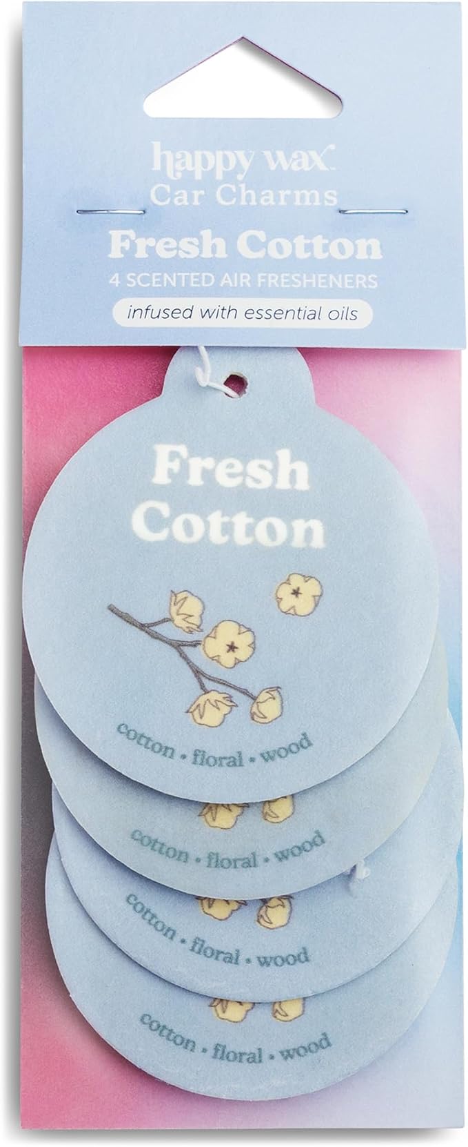 Fresh Cotton Car Charms 4-Pack - Scent Notes: Cotton, Floral and Wood