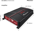 GM-A6704 4-Channel Car Amplifier – 1000W Max, Class AB, Bridgeable Design, Bridgeable, High-/Low-Pass Filters