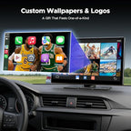 9'' Carplay Screen with Net-Flix YouTube and 1080P Backup Camera Upgraded Android Auto Screen Portable AI Magic Video Box Built-in Apps Voice Control Car GPS for iOS 10+ Android 11+