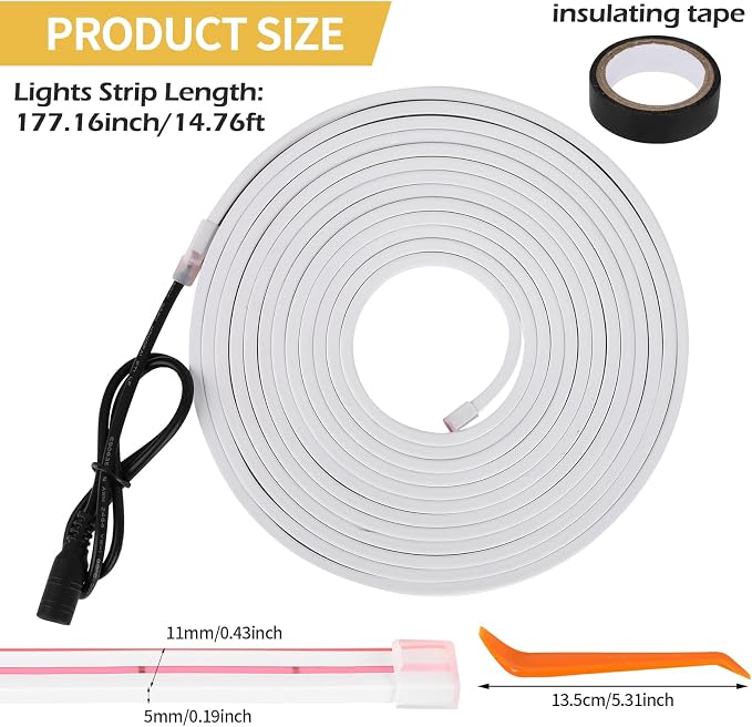 Car LED Strip Lights - Trunk Cargo Ambient Lighting, Warm Yellow 3500K, 177.16 inches Flexible Cuttable LED Light Strip, Easy Install, Waterproof, Universal Fit for Car Trunks, SUVs, and Vans