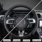 Car Steering Wheel Cover for Ford Escape,Explorer,Fusion,Focus,Bronco,Transit,Edge(Diamond Quilted - Black+Gray- Standard Size)