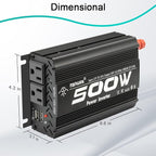 500 watt Power Inverter for Vehicles,Small car,12 Volt to 110/120 Volt for car Cigarette Lighter RV semi Truck Vehicle Inverter with 2 AC Outlets 2USB Ports-500W (500W)