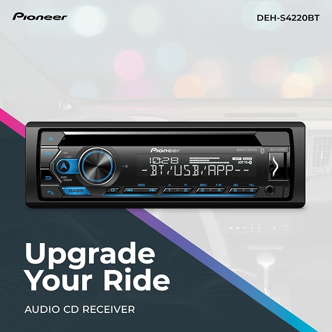 DEH-S4220BT 1-Din CD Receiver – Bluetooth, USB/AUX, Color Change, FLAC, AM/FM Radio, Detachable Face, 50W x 4, Voice Control, Hi-Volt RCA Preouts