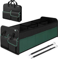 Large Trunk Organizer for SUV with 5 Compartments, Collapsible Car Organizer with Strong Handle and Non-Slip Bottom, Storage Organizer for Sedans, Van, Jeep, Grocery, Black Mixed Green
