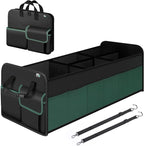 Large Trunk Organizer for SUV with 5 Compartments, Collapsible Car Organizer with Strong Handle and Non-Slip Bottom, Storage Organizer for Sedans, Van, Jeep, Grocery, Black Mixed Green