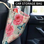 Car Trash Can, Cute Car Trash Bag, Hanging Car Organizer and Storage Bag, Trash Bin for Car Accessories, Vehicle, Travelling, Camping Cute Flower and Butterfly