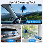 All-in-One Car Windshield Cleaner Kit | Extendable Tool with 3 Reusable Microfiber Pads & Spray Bottle for Interior & Exterior Window Cleaning on Cars, SUVs, Trucks