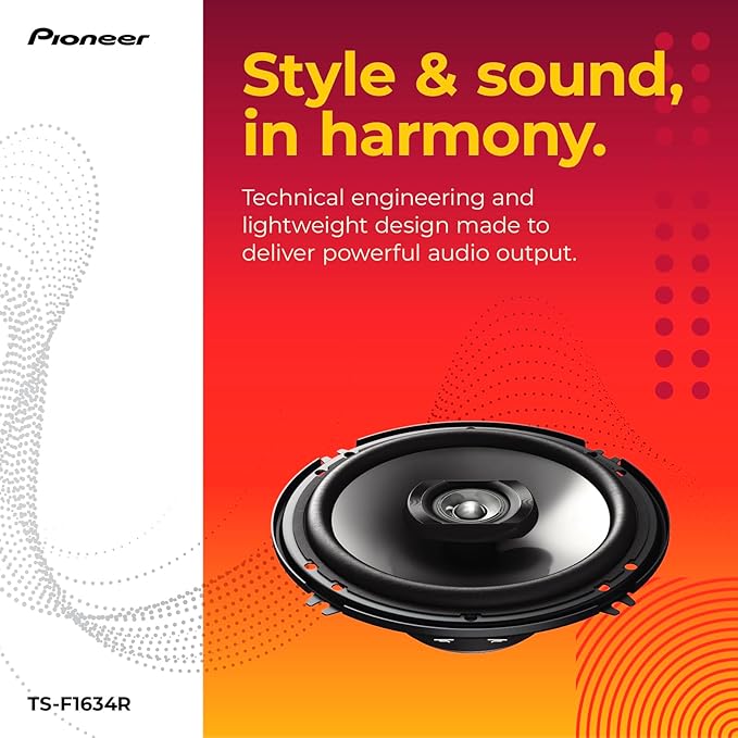 F-Series TS-F1634R 6.5” 2-Way Speakers (Pair) – 200W Max, Balanced Sound + Smooth Treble, Great Stock Replacement, High-Efficiency Speaker Designed for OEM Power