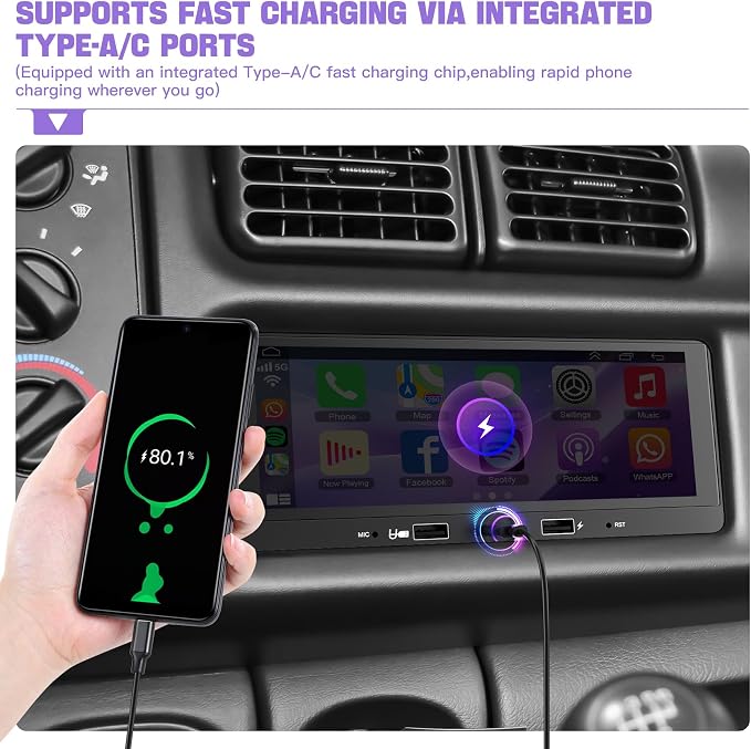 Android 15+8 Core Car Radio for Dodge/Jeep/Chrysler 1990-2000 | Carplay&Android Auto&Mirror Link, GPS Navigation,Bluetooth&Voice Control,Back-up Camera, SWC, FM Radio,DSP Setting, 5G WIFI
