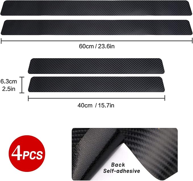 4PCS Car Door Sill Protector 3D Carbon Fiber for Truck SUV | Anti-Scuff，Self-adhesive，Protective Door Threshold Guard Vinyl Sticker