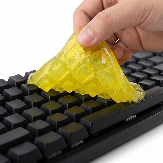 Computer Keyboard Cleaner – Reusable Dust Cleaner for Gaming Equipment,Universal Computer Accessories Gift for Men & Women, Yellow