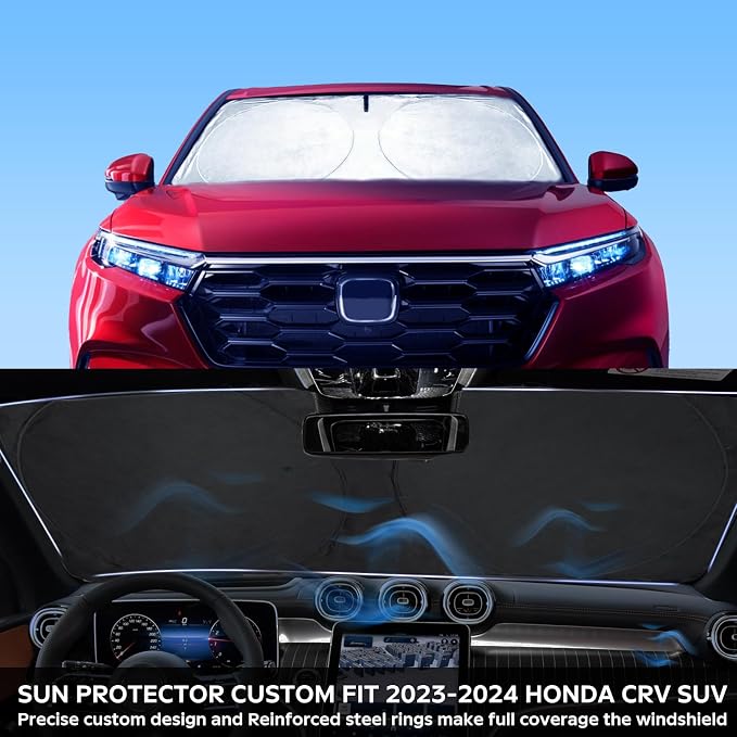for 2026 CRV Windshield Sun Shade Sunshade Foldable Custom Fit 2023 2024 2025 Honda CR-V Accessories Windshield Cover Front Window Shield Blocks UV Rays and Heat Car Interior Protector