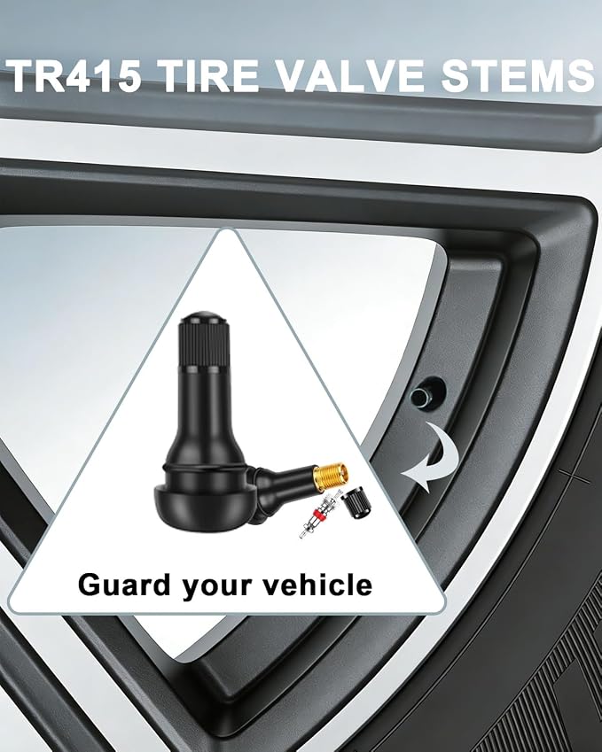 5 Pcs TR415 Rubber Snap-in Tire Valve Stems for 0.625" Rim Hole, Fits Select Cars, Trucks, Trailers, ATV Tires