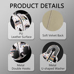 2PCS Car Hooks for Purses Bags, Book Lover Bookish Black Cat Seat Back Storage Headrest Holder Hanger PU Leather Double Metal Backseat Organizer, Women Car Accessories Organization