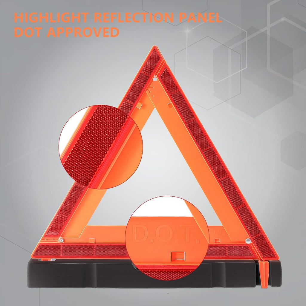 Reflective Warning Triangles — Foldable Roadside Safety Kit