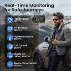 TM8 Tire Pressure Monitoring System, Wireless Solar TPMS with 4 External Sensors & 6 Alarm Modes, Colorful Display, Easy to Intall on Windshield, Ideal for RV Sedan SUV MPV Truck (0-87 PSI)