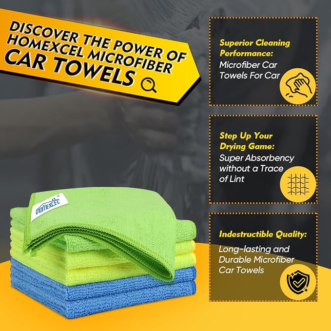 Microfiber Cleaning Cloth 6 Pack, 12.5 x 12.5 Inch Microfiber Towels for Cars, Ultra Absorbent Cleaning Rags, Lint Free Cleaning Towels for Household, Kitchen, Window, and Car, Multicolor