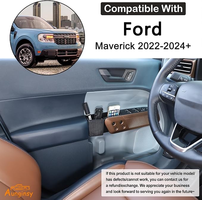Car Front Rear Door Storage Box Compatible with Ford Maverick 2022-2026, 4Pcs Door Storage Box Glove Organizer Tray Door Organizer Handle Pocket Tray Insert Glove Pallet Tray Interior Accessories