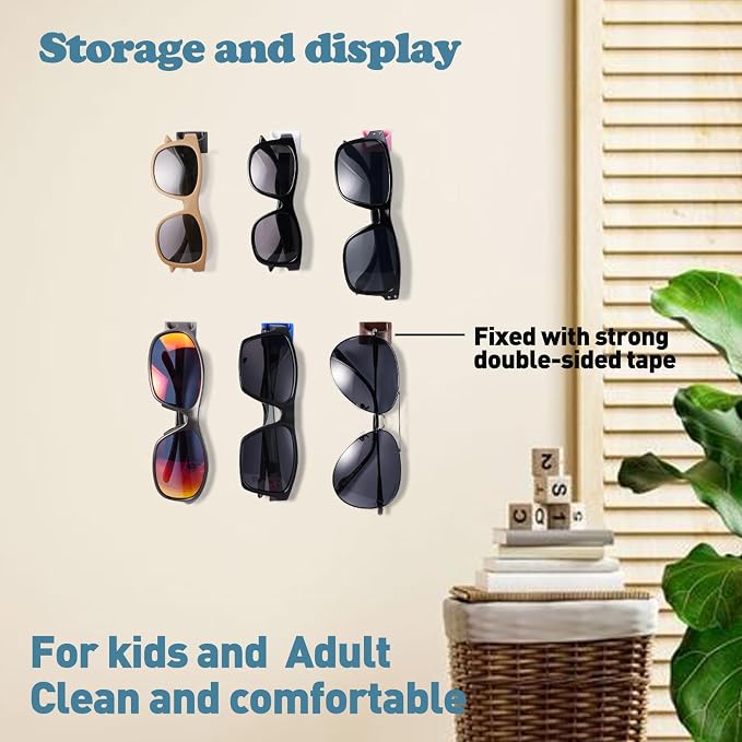 Sunglass Organizer 6 Pack, Glasses Holder & Eyeglass Holder for Eyewear, Sunglasses, Reading Glasses. Sunglass Holder for Home, Office, Car, Driver, Workshop. Glasses Accessories (Pink)