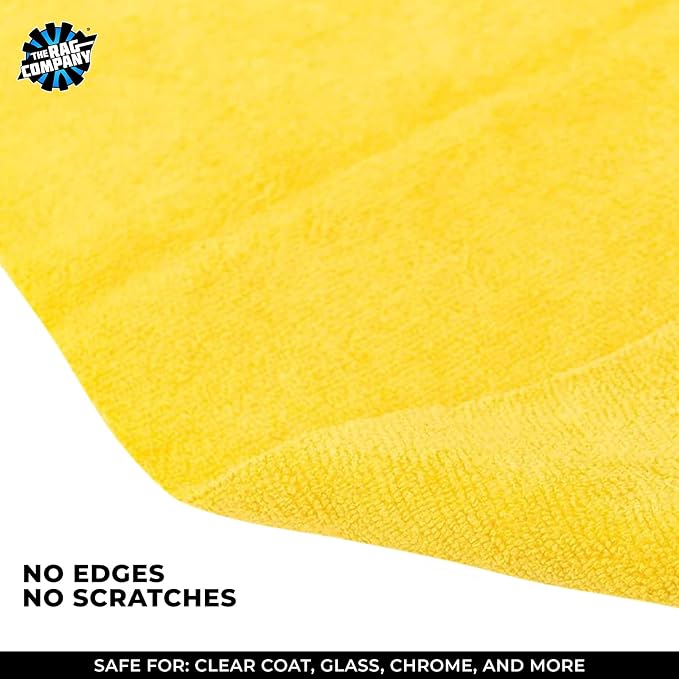 Edgeless 365 Microfiber Towels (10-Pack) Premium 70/30 Blend, Professional Polishing, Wax Removal, Auto Detailing, 365gsm, 16in x 16in, Gold
