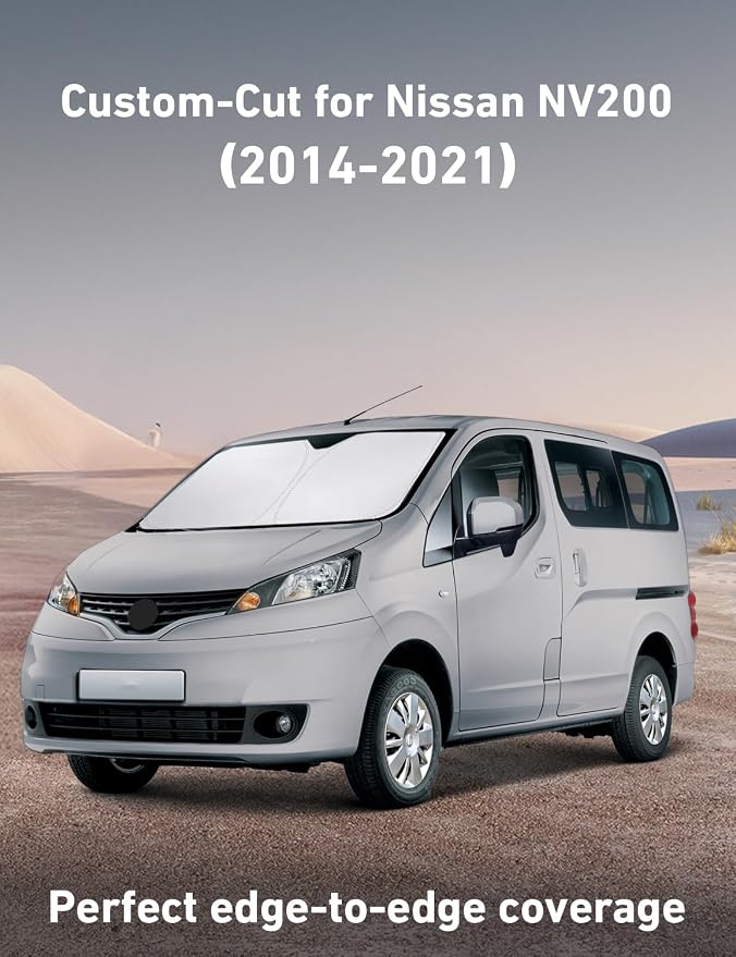 Windshield Sunshade Compatible for Nissan NV 200 2014-2019 2020 2021, Sun Visor for Front Windshield & Window Sun Shade Cover, UV Heat Blocker & Protector, Car Accessories