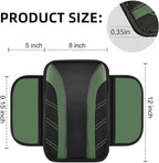 6 Pcs Green Car Accessories Set, Sport Leather Steering Wheel Cover 14.5-15inch Universal, Microfiber Leather Car Center Console Cover, Seat Belt Cushion, Cup Holder Coaster (Black-Green)