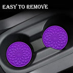 2 Pack Silicone Car Cup Holder Coaster – 2.75 Inch Non-Slip Drink Mat, Universal Fit for Most Vehicles – Cute & Functional Auto Accessories (Purple)