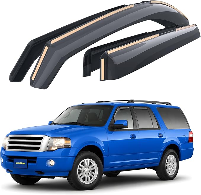 Goodyear Shatterproof in-Channel Window Deflectors for Ford Expedition 2007-2017, Rain Guards, Window Visors for Cars, Vent Deflector, Car Accessories, 4 pcs - GY008141