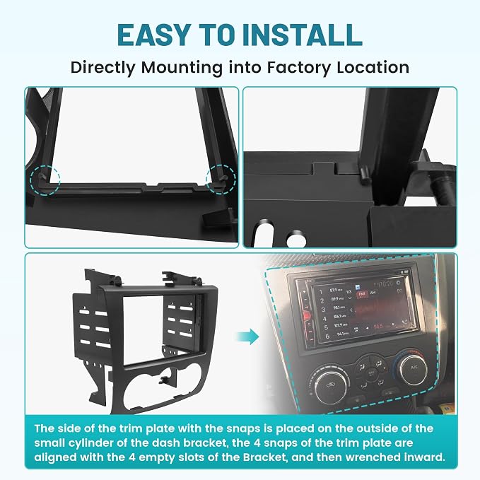 NuIth Double DIN Radio Dash Kits for Nissan Altima 2007-2012 with Non Digital A/C Climate Control, Altima 2Din Stereo Wiring Harness Adapter, Altima Trim Bezel Mount Housing Bracket