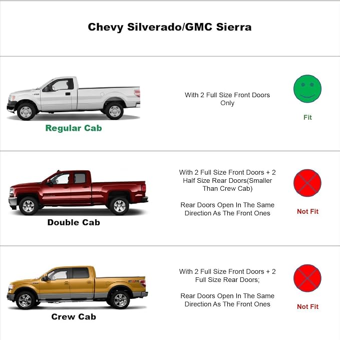Side Window Visor Wind Vent Deflector, 2pcs Out-Channel Tape-On Nice Rain Guards Set fit for 2007-2013 Chevy Silverado/GMC Sierra 1500 2500 3500 Body Style Regular cab 92326
