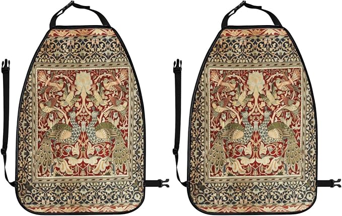 William Morris Vintage Floral Car Seat Back Kick Protectors Kick Mats With Storage Pockets For Vehicles To Protect From Dirt Mud Scratches 2 Pack