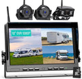 Nuoenx 10" Wireless Backup Camera System for Truck, HD 1080P Digital Back Up Camera System with 10 Inch Quad Split Loop Recording Monitor, IP69K Waterproof Reversing Cameras for RV, Trailer (W103)