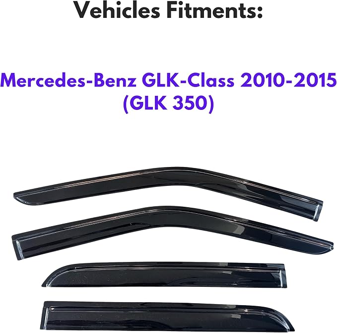 KPY Rain Guards Fit for 2010-2015 Mercedes-Benz GLK 350, Out-Channel Window Visors Vent Wind Deflectors 4PC, Car Accessories for 10-15 Mercedes Benz GLK-Class
