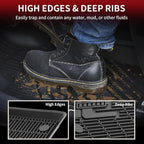 Floor Mats and Trunk Mat for Ford Mustang Mach-E 2026 2025 2024 2023 2022 2021 (Cargo Floor in Top Position) All Weather TPE Car Liners, 1st & 2nd Row & Cargo Liner, 4pcs Black