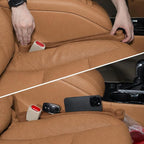 Car Seat Gap Filler Set of 2, 3IN1 Seat Side Gap Filler Plug with Storage Slot & Hook Function, Soft Foam Universal Fit Car SUV Truck Fill Gap Between Seats Console Organizer（Narrow Mocha Brown ）