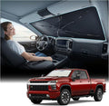 Windshield Sun Shade Umbrella for Silverado - [Vinyl Coating Heat Shield] Protect Car from Sun Rays & Heat Damage Keep Cool and Protect Interior, Spring Structure Edge