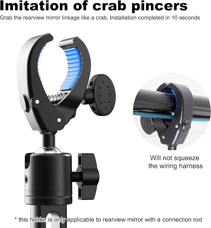 Phone Holder Car, Rear View Mirror Phone Holder - Aluminum Alloy Mount Multi-Angle Adjustment Rotatable and Retractable Compatible with All 4-7 Inch iPhone and Android Cell Phones