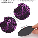 Purple Leopard Print Steering Wheel Cover Leopard Print Steering Wheel Protector Neoprene 15Inch Car Accessories 2 Pcs Car Coasters for Women Men