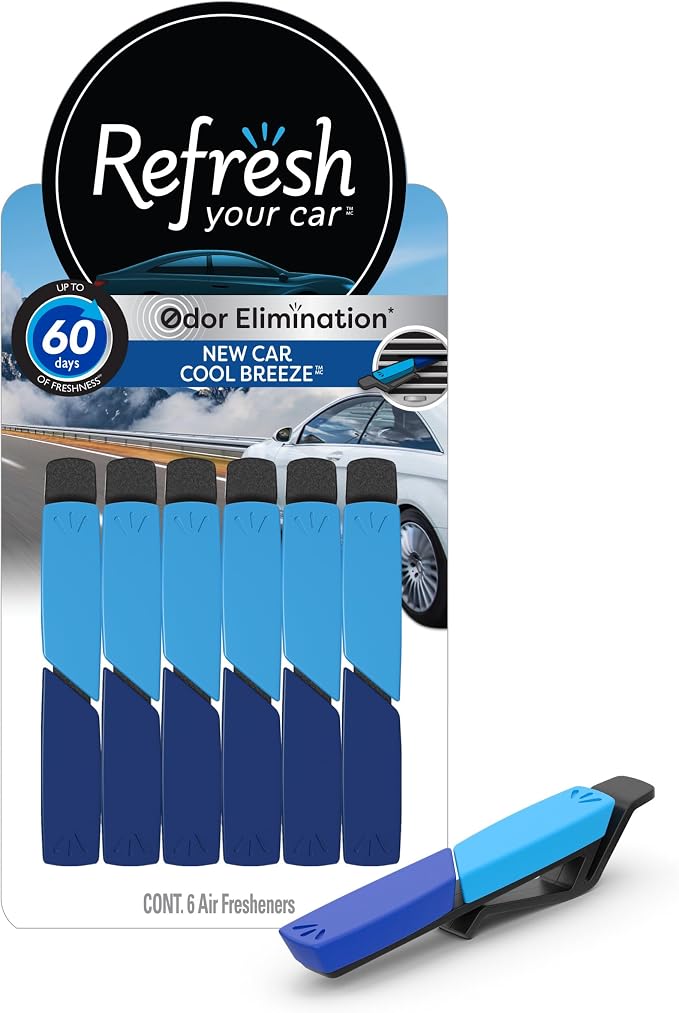 Air Freshener Vent Sticks, New Car / Cool Breeze Scent, 6 Pack, Dual Scent Car Vent Sticks