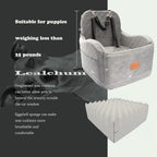 Dog Booster Car Seat for Small/Medium Dogs Up to 35lbs,Ultra Soft Fabric Covered,6in Elevated Cushion,Fully Detachable and Washable,3 Straps & 2 Pockets,Easy to Install(Grey,Medium)