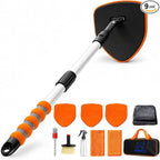XINDELL Windshield Cleaner Tool, Extendable Car Window Cleaning Kit with 360° Rotating Head, Interior Exterior Glass Cleaner for Cars Trucks SUVs, 10PCS with 3 Pads, Towels, Brushes & Bag | 360° Head, Extendable Handle, 3 Pads, 2 Brushes, 3 Towels, Spr...