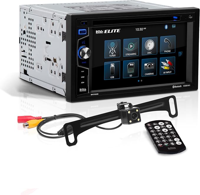 Elite BV755BLC Car Stereo System - 6.2 Inch Double Din Touchscreen, Bluetooth Audio & Calling Head Unit, Radio Receiver, CD Player, USB, SD, Backup Camera, Hook Up To Amplifier
