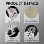 2PCS Car Seat Back Storage Headrest Hooks, Flowers Floral Purse Holder Bags Hanger, PU Leather Double Metal Hook for Backseat Organizer, Women Car Accessories Organization