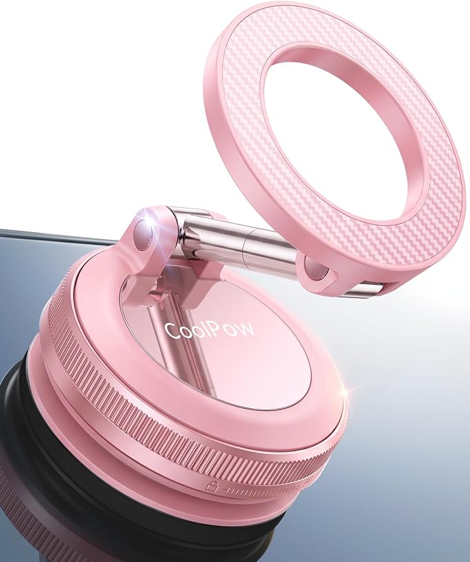 【Newest Vacuum Magnetic Phone Holder for Car Phone Holder Mount【Movable Vacuum Suction】 Magsafe Car Mount Cell Phone Holders for Your Car Accessories for Women Men for iPhone 17 16-Light Pink
