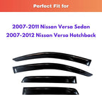 KPY Rain Guards Fit for 2007-2011 Nissan Versa Sedan, Out-Channel Window Visors Vent Wind Deflectors 4PC, Car Accessories for 2007-2012 Nissan Versa Hatchback