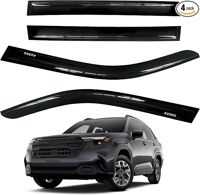 Tape-on Rain Guards for Subaru Forester 2025 2026 | Shatterproof, Easy Install, Extra Durable, Fits Great, High Quality, Black Auto Accessories, Side Window Deflector & Visors