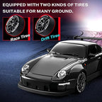 RC Drift Car, 1:24 Remote Control Car for Kids, 20KM/H 4WD High Speed RC Cars with Lights, Extra Racing Tires, Vehicle for Adults Boys Girls, Black