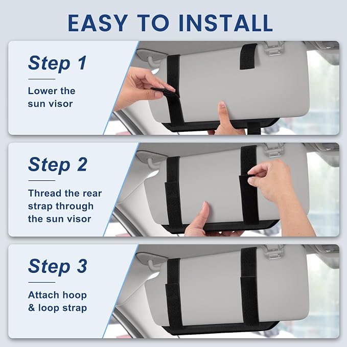 Car Sun Visor Organizer, Multi-Pocket Tactical Visor Storage with Zipper and Sunglasses Holder Clip, Semi-Rigid Molle Panel Car Visor Accessories for Truck, SUV, Patrols, Pickups