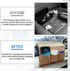 Car Window Side Storage Box, Multifunctional Leather Vehicle Side Door Armrest Pad Organizer with Pockets, Auto Window Arm Elbow Rest Storage Bag, Universal for SUV Van Truck (Beige)